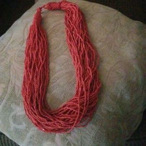 Bead Necklace. Coral color beads.